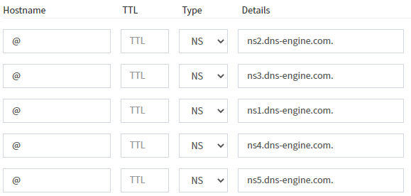 My-Engine portal - masterdns all ns servers as records