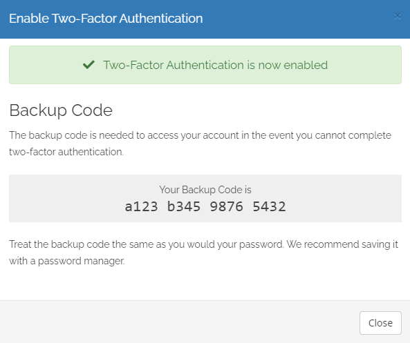 login with a 2fa backup code