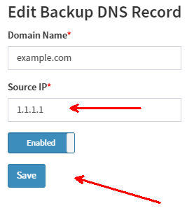 my-engine portal - backupdns edit source server
