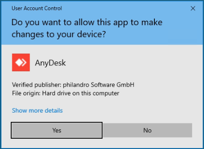 anydesk win10 settings unlock access control