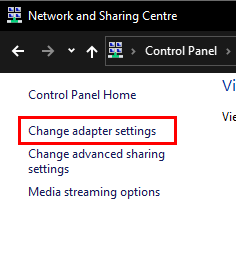 vpn w10 control panel network adapter settings