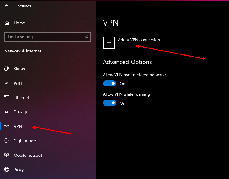 vpn w10 settings vpn