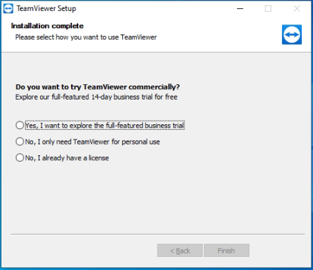 teamviewer win10 setup license