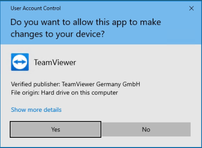 teamviewer win10 setup uac