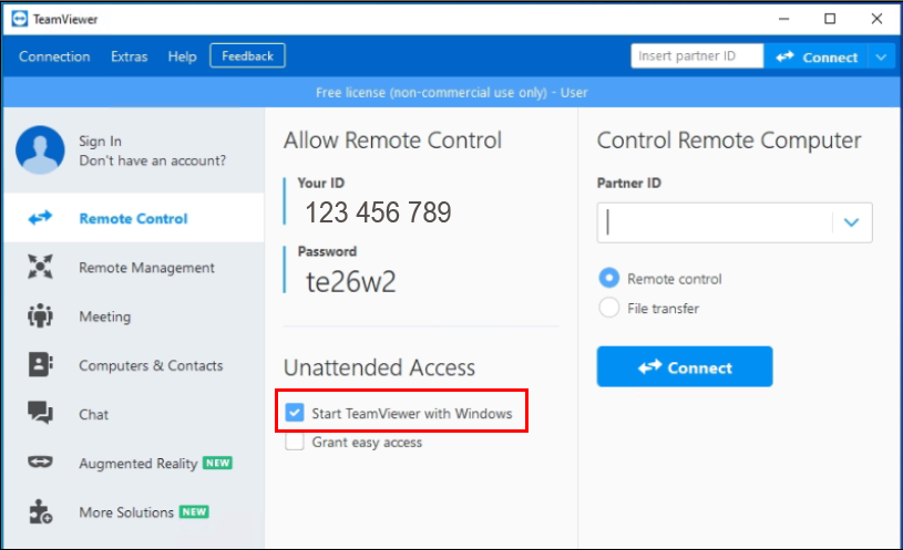 teamviewer win10 setup unattended access