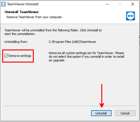 teamviewer win10 uninstall