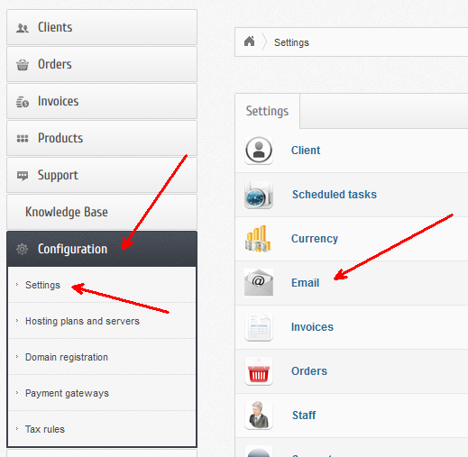 BoxBilling Configuration & Settings Menu