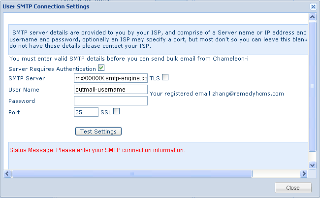 Chameleon-i outbound SMTP Settins