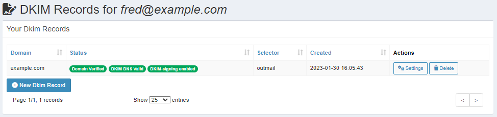 outmail new DKIM record complete