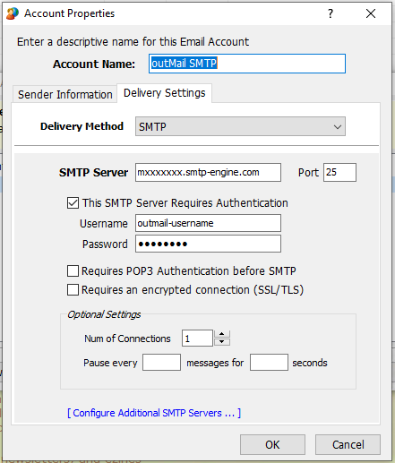 e-Campaign - SMTP Server Settings