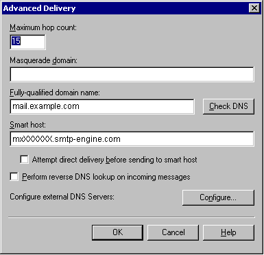 Exchange Advanced Delivery Settings for Exchange 2000