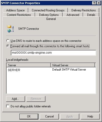 Exchange Internet Mail Connector Properties