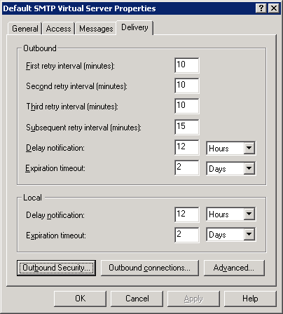 Exchange SMTP Virtual Server Settings