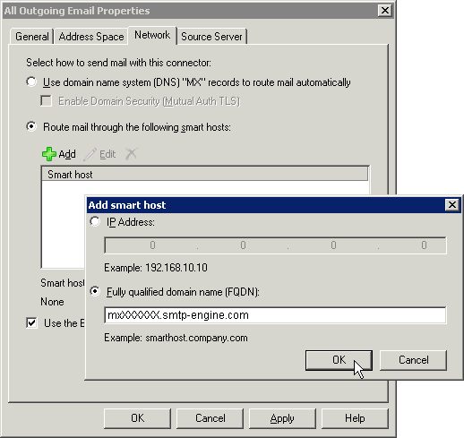 Exchange add smart host