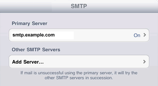 Apple iPad - Add SMTP Server