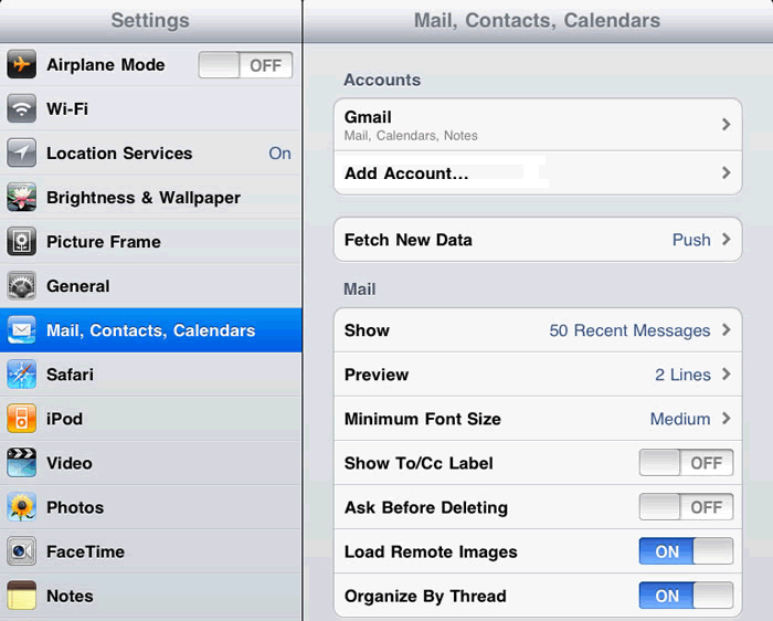 Apple iPad - Mail, Contacts, Calendars