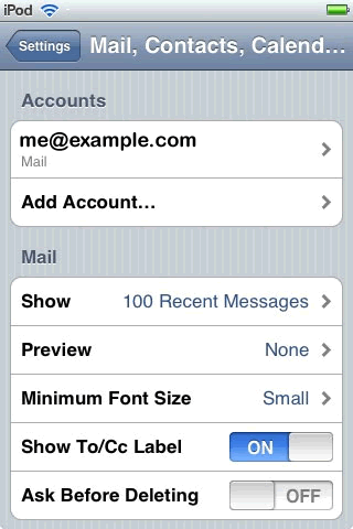 Apple iPhone - Mail, Contacts, Calendars