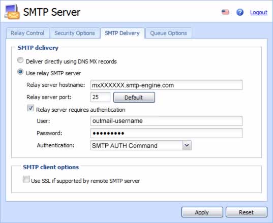 Kerio Connect SMTP Server Settings