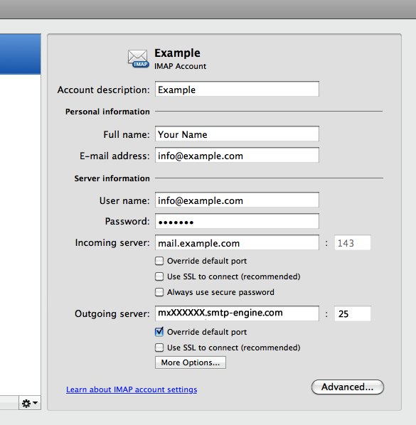 Email account Settings