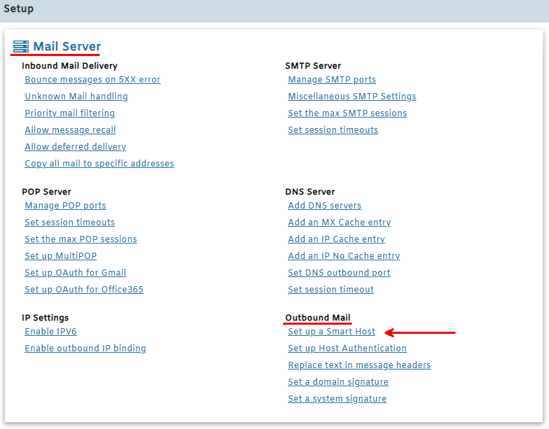 mdaemon menu setup a smart host