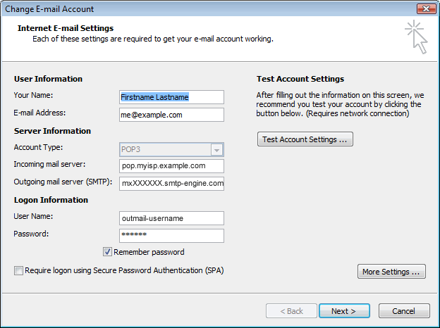 Change Outlook Email Settings