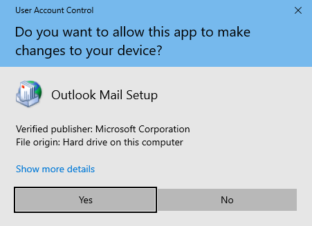 Outlook 365 UAC