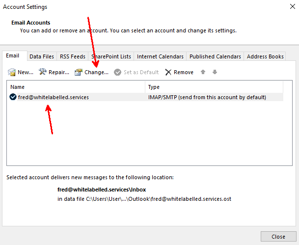 Outlook 365- Change Email Accounts