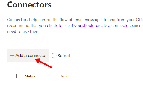 Microsoft 365 Exhange Connectors, add a connector