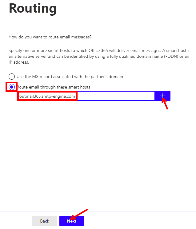 Microsoft 365 Exhange Send Connector, Set routing to go via outMail (outmail365)