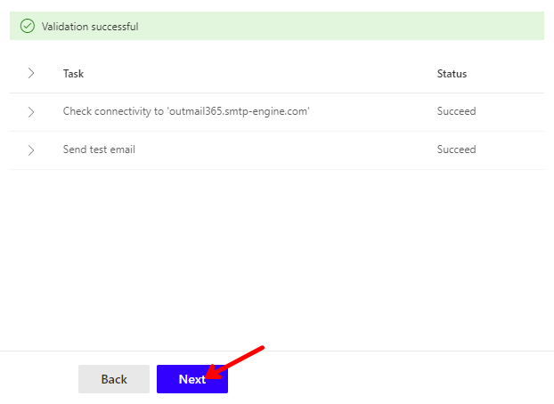 Microsoft 365 Exhange Send Connector Email Validation Successful