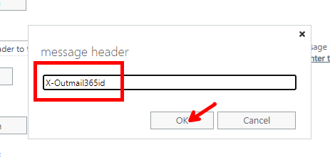 Microsoft 365 Exhange Mail Flow Rules Set Header Text as X-Outmail365id