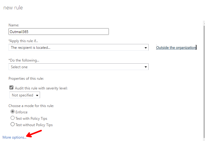 Microsoft 365 Exhange Mail Flow Rules, more options