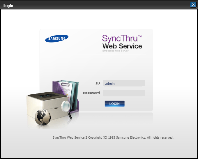 Samsung SyncThru Web Service Login Screen