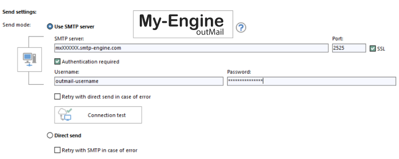 SendBlaster -> SMTP Send Settings