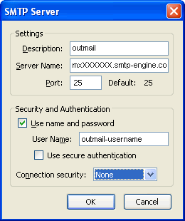 Mozilla Thunderbird SMTP Server Settings