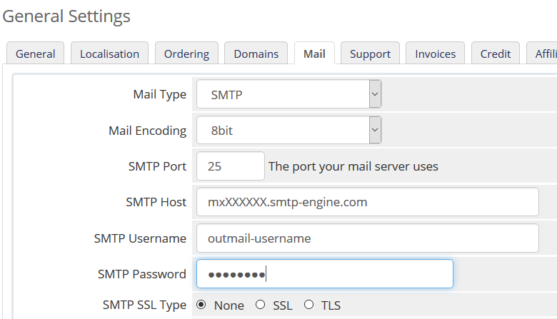 WHMCS Email Settings