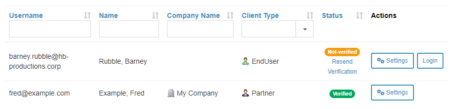 partner portal - new client - not verified