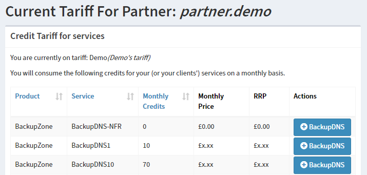 partner portal tariff services