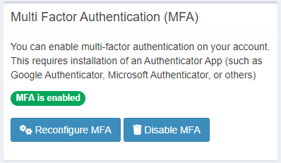 portal security 2fa section enabled