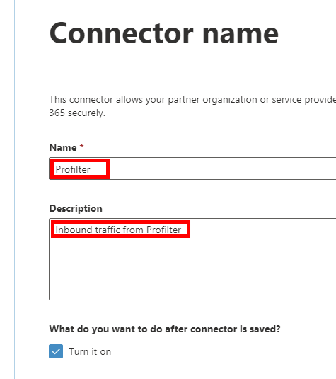 Micorsoft365 Exchange Admin New Connector for profilter (3rd party antispam filter)