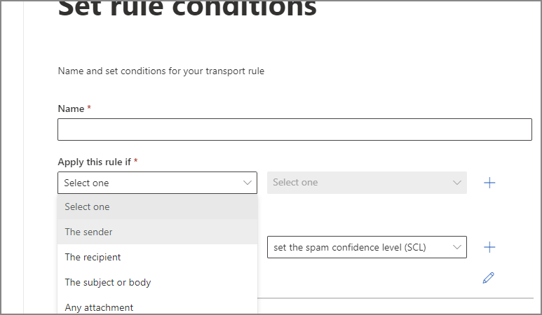 Microsoft365 exchange admin bypass rule select the sender